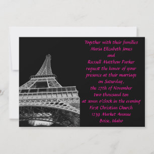 Invitación Boda Rosa y Negro de la Torre Eiffel