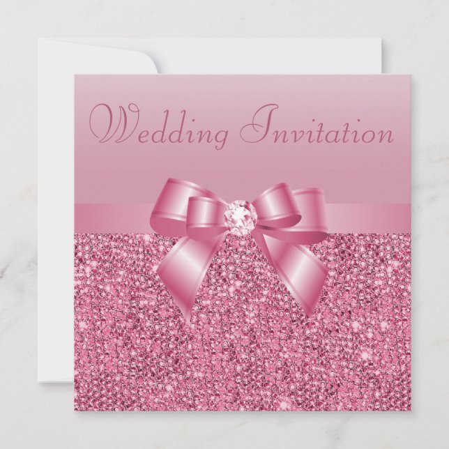 Invitación Boda rosada de las lentejuelas, del arco y de (Anverso)