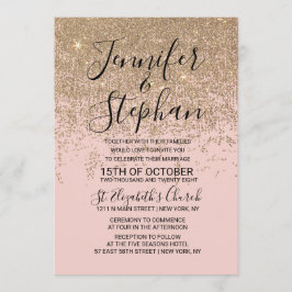 Invitación Boda rosada de Rubor de las chispas del purpurina