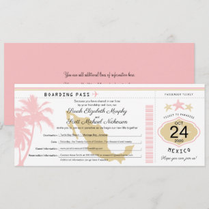 Invitación Boda rosada del documento de embarque del oro de