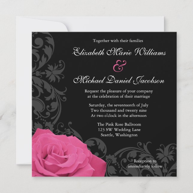 Invitación Boda rosada del Flourish del rosa