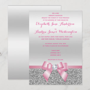 Invitación Boda rosada romántica elegante del purpurina del