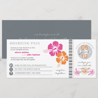 Invitación Boda rosada y anaranjada del documento de embarque