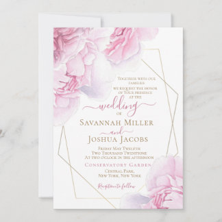 Invitación Boda rosado color agua rosa boda floral