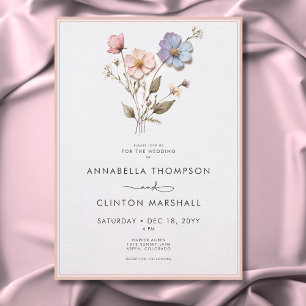 Invitación Boda rosado de flores silvestres pasteles de presi