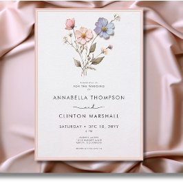 Invitación Boda rosado de flores silvestres pasteles de presi
