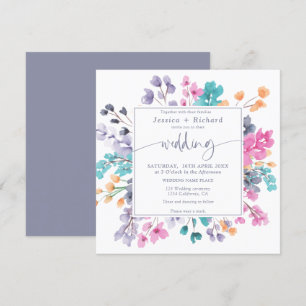 Invitación boda rosado de lavanda floral de país moderno
