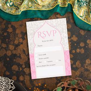 Invitación Boda rosado marroquí floral rsvp