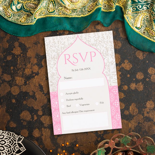 Invitación Boda rosado marroquí floral rsvp (Subido por el creador)