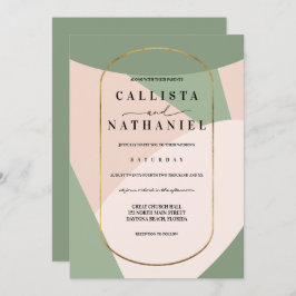 Invitación Boda rosado moderno con sabores geométricos y polv