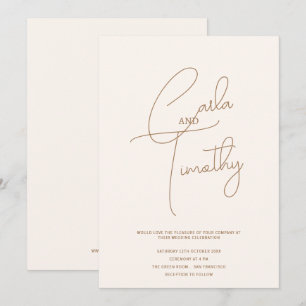 Invitación Boda rosado rojo guión caligráfico moderno