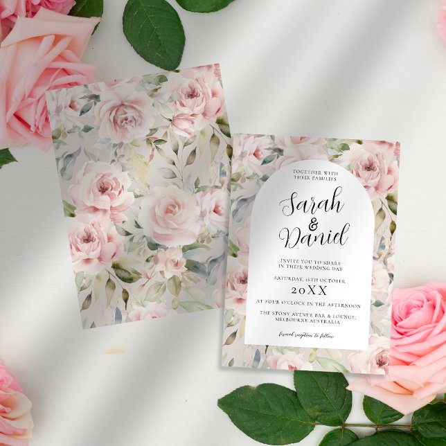 Invitación Boda rosado Rosa de color turbio (Subido por el creador)