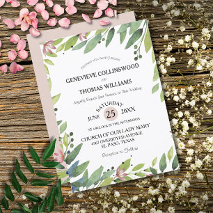 Invitación Boda rosado Rubor botánico de primavera bonito