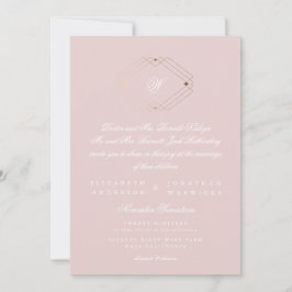 Invitación Boda rosado Rubor Geométrico de oro simple y moder