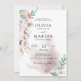 Invitación Boda rosado y sabio del polvo del desierto