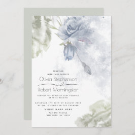 Invitación Boda | Rosas Rustic Dusty Blue