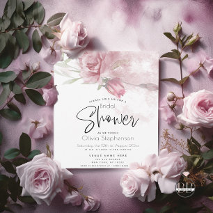Invitación Boda   Roses rosados de color rugoso