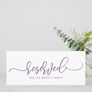 Invitación Boda Rótulo Reservado Guión Bouncy Guión Purple Pl