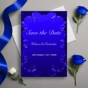 Invitación Boda Royal Blue Elegance Salven la Fecha