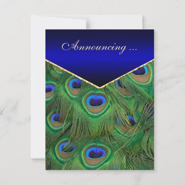 Invitación Boda Royal Blue Peacock (Anverso)