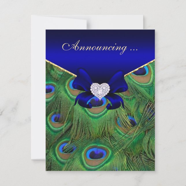 Invitación Boda Royal Blue Peacock (Anverso)