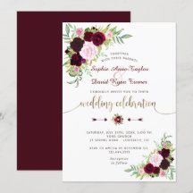 Boda Royal Burgundy Marsala Floral Gold