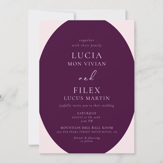 Invitación Boda Royal Crimson (Anverso)