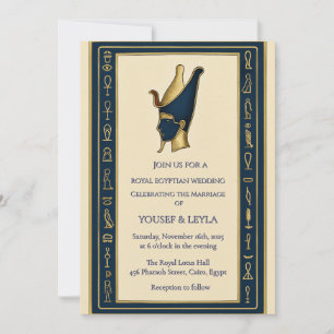 Invitación Boda Royal Egyptian Pharaoh Motif Lotus Gold
