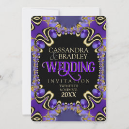 Invitación Boda Royal Gold Purple Lace