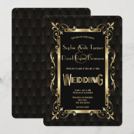 Invitación Boda Royal Roaring 20's Gold Art Deco