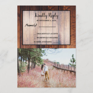 Invitación Boda RSV de fotografía elegante de madera rústica
