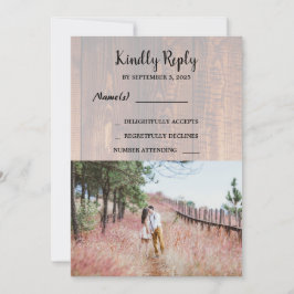 Invitación Boda RSV de fotografía elegante de madera rústica