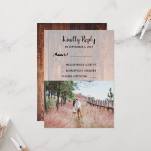 Invitación Boda RSV de fotografía elegante de madera rústica
