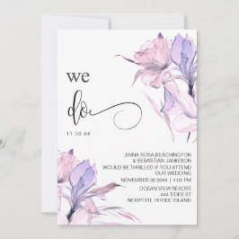 Invitación *~* BODA RSVP AR15 QR con flor rosa rosa rosada de