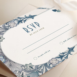 Invitación Boda RSVP Art Nouveau Dusty Blue W Morris