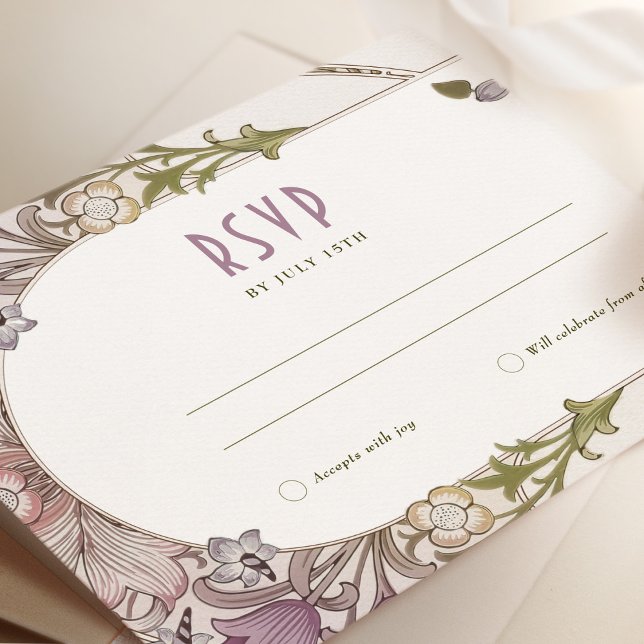 Invitación Boda RSVP Art Nouveau William Morris Lavender (Subido por el creador)