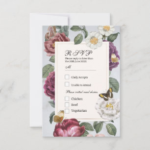 Invitación Boda RSVP Bloom Flor Floral Mariposa