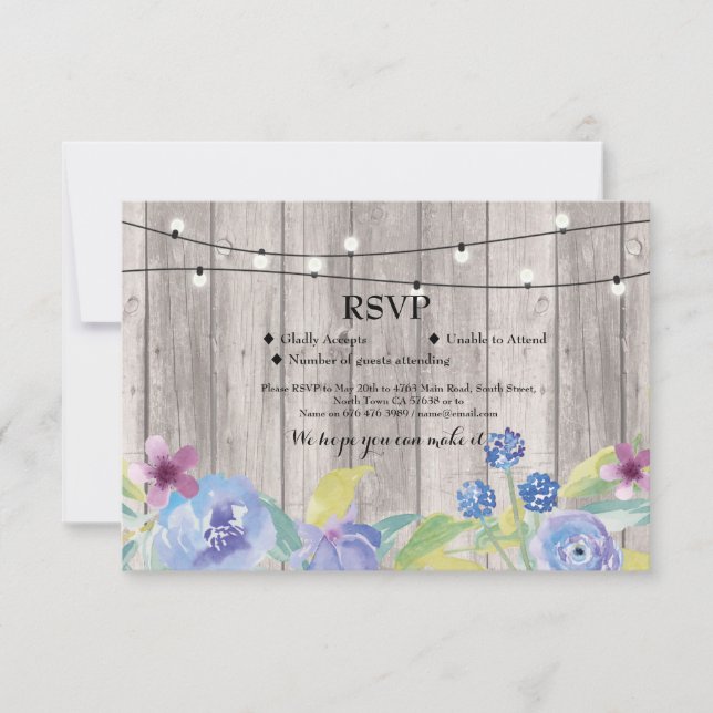 Invitación Boda RSVP Cartas de Floral de Madera Rusa invita (Anverso)