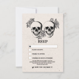 Invitación Boda RSVP Cartas Rústicas de Halloween con cráneo