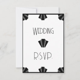 Invitación Boda RSVP De Arte Negro Y Blanco