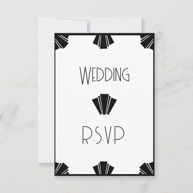 Invitación Boda RSVP De Arte Negro Y Blanco (Anverso)