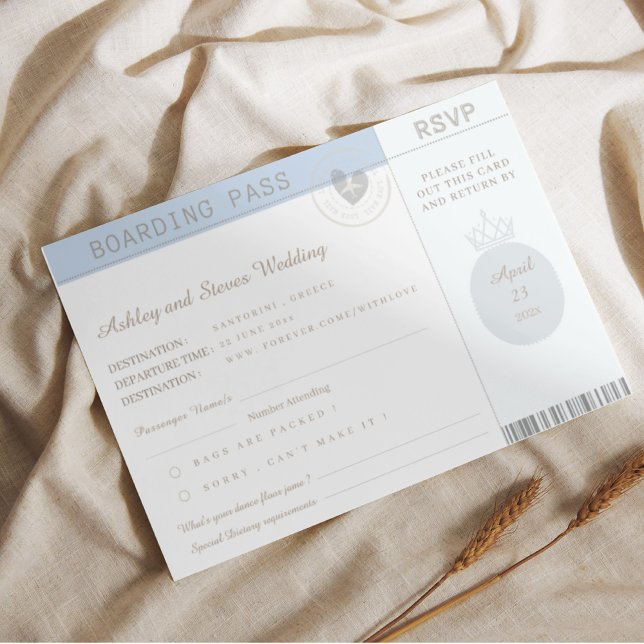 Invitación Boda RSVP de Blue Boho Passport (Subido por el creador)