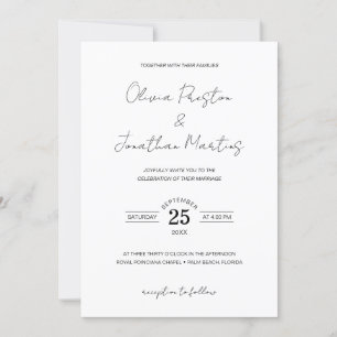 Invitación Boda RSVP de código QR blanco negro simple minimal