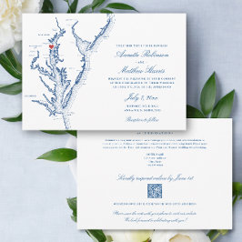 Invitación Boda RSVP de código QR completo en uno de North Be