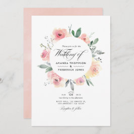 Invitación Boda RSVP de código QR de floral rosa de Pastel Ru