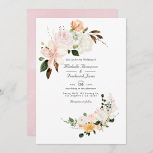 Invitación Boda RSVP de código QR de floral rosa de Pastel Ru