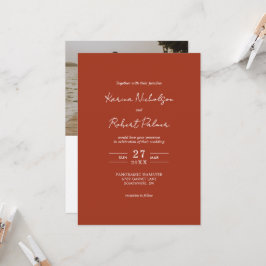 Invitación Boda RSVP de código QR de foto de terracota de pre