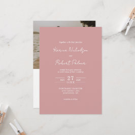 Invitación Boda RSVP de código QR de foto rosa de presupuesto