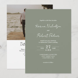 Invitación Boda RSVP de código QR de foto verde de presupuest