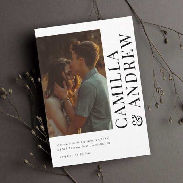 Invitación Boda RSVP de código QR de fotografía moderna (Subido por el creador)